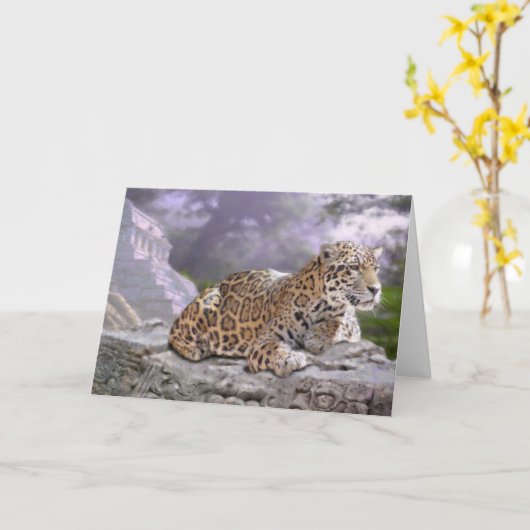 Jaguar und Mayan Temple Card Karte (Gelbe Blume)