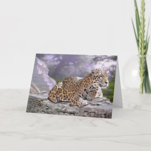 Jaguar und Mayan Temple Card Karte (Vorderseite)