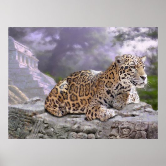 Jaguar und Mayan Temple Poster (Vorne)