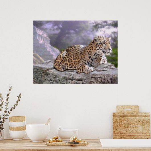 Jaguar und Mayan Temple Poster (Küche)
