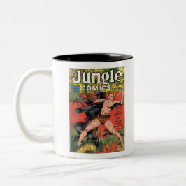 Jaguar - Vintage Dschungel-Comicen - Retro-Dschung Zweifarbige Tasse