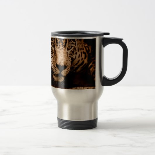 Jaguar-Wasser-Stalingaugen Reisebecher (Rechts)