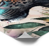 Jaguar Watercolor Blumenwerk Poster (Ecke)