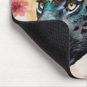 Jaguar Watercolor Floral Art Mousepad (Ecke)