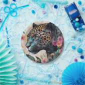 Jaguar Watercolor Floral Art Pappteller (Party)