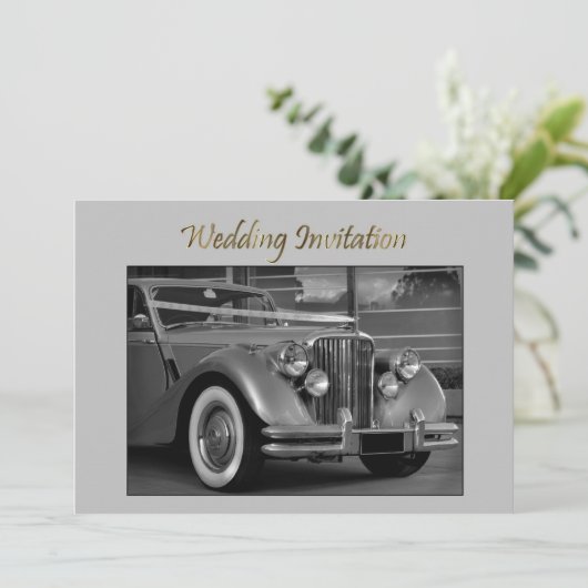 JAGUAR WEDING CAR Wedding Einladung (Stehend Vorderseite)
