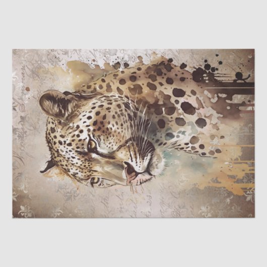 Jaguar Wild Cat Watercolor Seidenpapier (Vorderseite)
