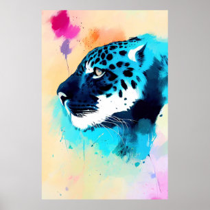 Jaguar Wild Nature Animal Color Art Malerei Poster