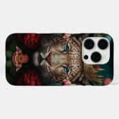 Jaguar with Crown in Flowers Painting              Case-Mate iPhone Hülle (Rückseite (Horizontal))