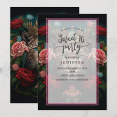 Jaguar with Crown in Flowers Painting              Einladung (Vorne/Hinten)