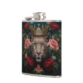 Jaguar with Crown in Flowers Painting Flachmann (Links)