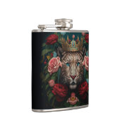 Jaguar with Crown in Flowers Painting Flachmann (Rechts)