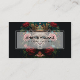 Jaguar with Crown in Flowers Painting Visitenkarte