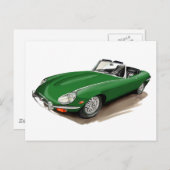 Jaguar XKE Green Car Postkarte (Vorne/Hinten)
