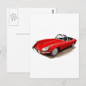 Jaguar XKE Red Car Postkarte (Vorne/Hinten)