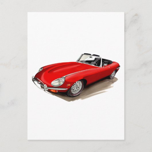 Jaguar XKE Red Car Postkarte (Vorderseite)