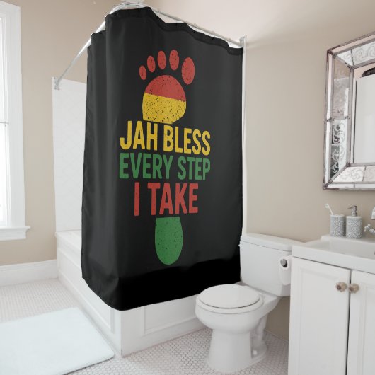 Jah Bless Every Step I take Rasta Duschvorhang (Beispiel)