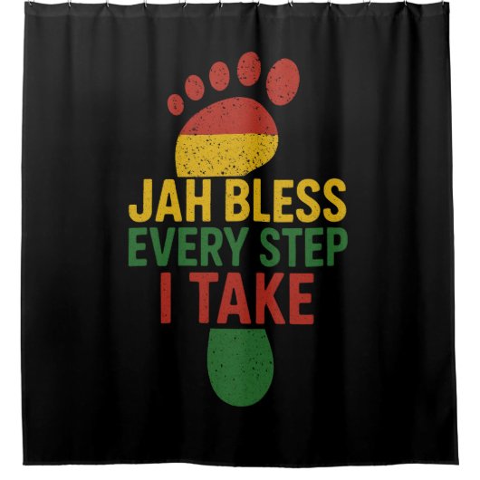 Jah Bless Every Step I take Rasta Duschvorhang (Vorderseite)