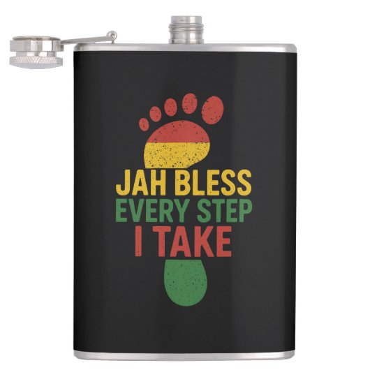 Jah Bless Every Step I take Rasta Flachmann (Geöffnet)