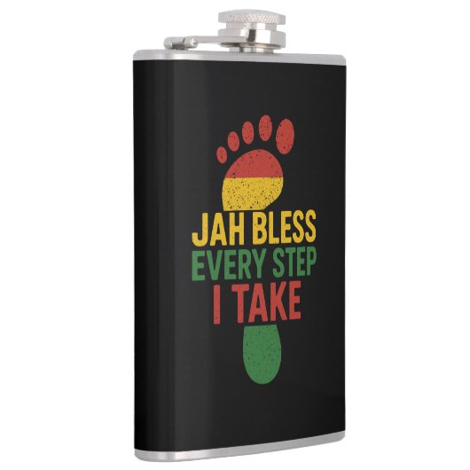 Jah Bless Every Step I take Rasta Flachmann (Rechts)