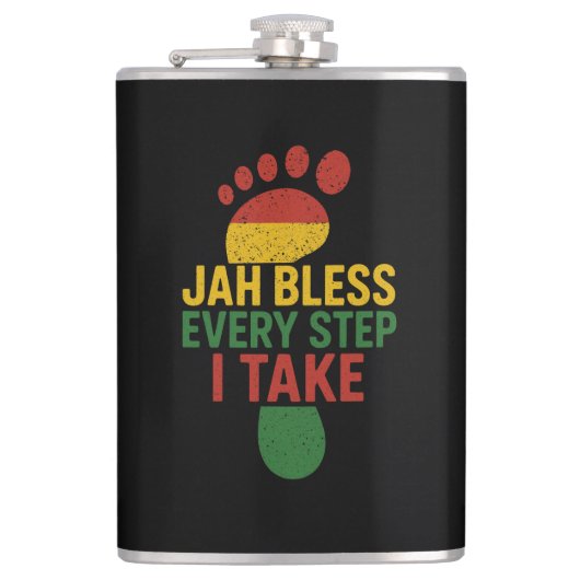 Jah Bless Every Step I take Rasta Flachmann (Vorderseite)