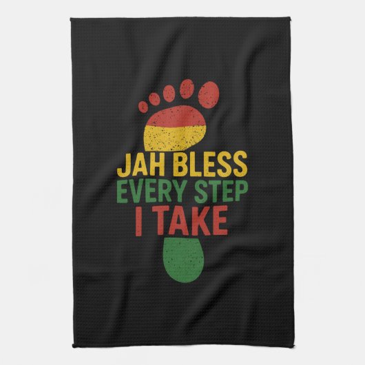Jah Bless Every Step I take Rasta Geschirrtuch (Vertikal)