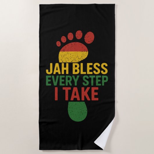 Jah Bless Every Step I take Rasta Strandtuch (Vorderseite)