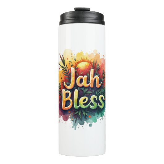 Jah Bless Reggae Watercolor Portable Thermal Bottl Thermosbecher (Vorderseite)