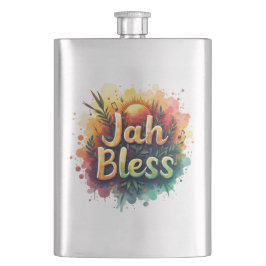 Jah Bless Reggae Watercolor Stainless Steel Flask Flachmann