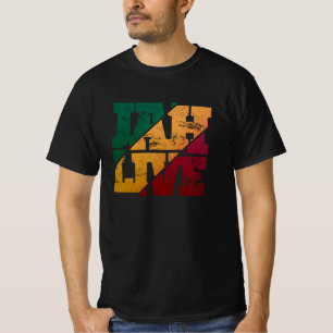 Jah Live Rasta Colors Distressed Reggae T-Shirt