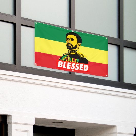 Jah Rastafari Haile Selassie Rasta Roots Banner (Äußeres Gebäude)