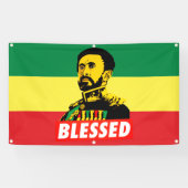 Jah Rastafari Haile Selassie Rasta Roots Banner (Horizontal)