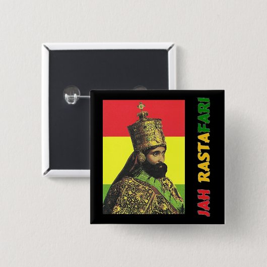 Jah Rastafari Knopf Button (Vorne & Hinten)
