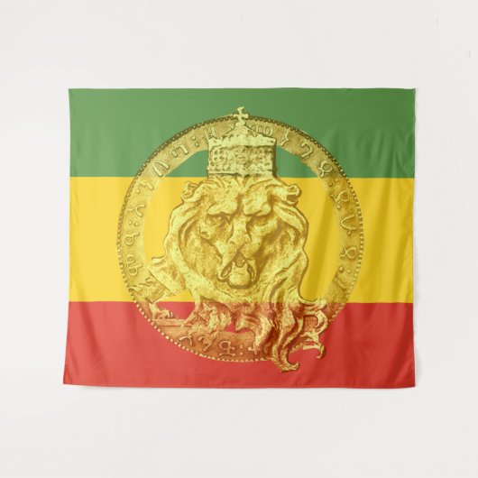 Jah Rastafari Löwe von Judah Wall Tapestry Wandteppich (Vorderseite (Horizontal))
