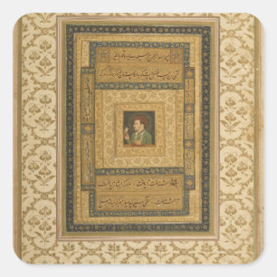 Jahangir, das ein Bild Madonnas, inscrib hält Quadratischer Aufkleber