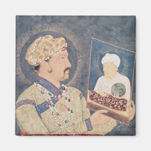 Jahangir mit einem Portrait von Kaiser Akbar Magnet