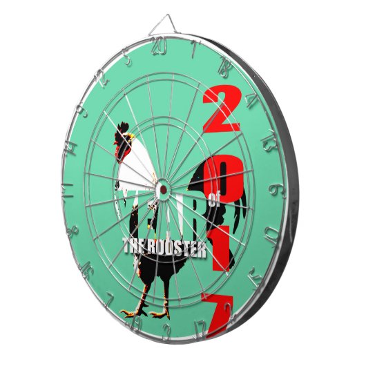 Jahr 2017: Rooster-Jahr im Dartboard des grünen Kr Dartscheibe (Vorderseite rechts)
