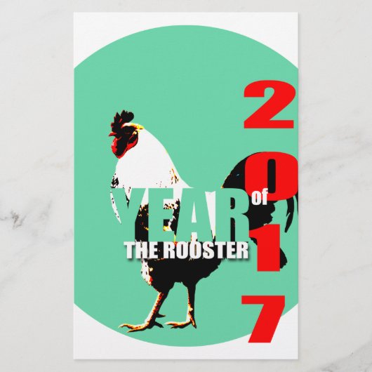 Jahr 2017: Rooster-Jahr in der Grünkreishalterung Briefpapier (Vorderseite)
