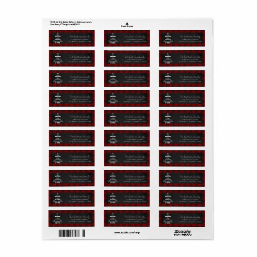 Jahr 2024 Schwarz-Rot Kariert Neujahrsadresse (Vorne)