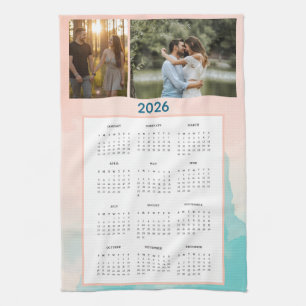 Jahr 2026 Benutzerdefiniertes Fotokalender-Küchent Geschirrtuch