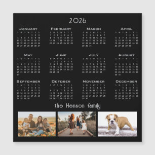 Jahr 2026 Kalender 3-Familie Foto Collage Magnet