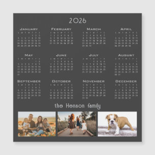 Jahr 2026 Kalender 3-Familie Foto Collage Magnet