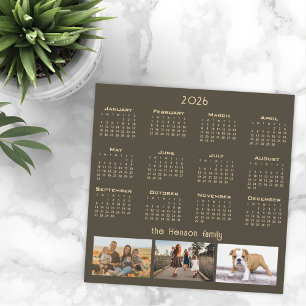 Jahr 2026 Kalender 3-Familie Foto Collage Magnet