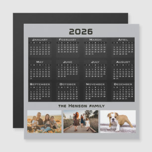 Jahr 2026 Kalender 3 - Fotocollage der Familie Magnetkarte
