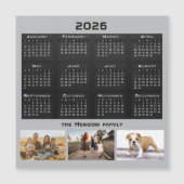 Jahr 2026 Kalender 3 - Fotocollage der Familie Magnetkarte (Vorderseite)