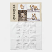 Jahr 2026 Kalender Dog Haustier 4 FotoCollage Geschirrtuch (Vertikal)