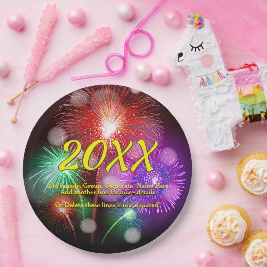 Jahr ändern, NeujahrsFirewalls mit beliebigem Name Pappteller (Party)