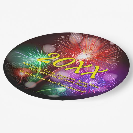 Jahr ändern, NeujahrsFirewalls mit beliebigem Name Pappteller (Schrägansicht)