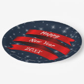 Jahr ändern Text glücklich Neues Jahr 20xx Red Rib Pappteller (Schrägansicht)