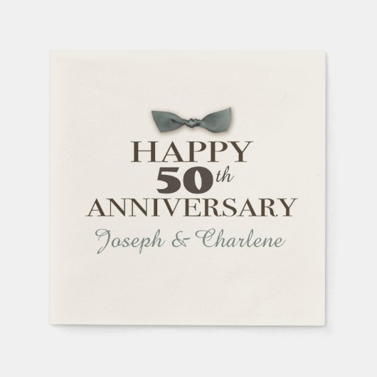 Jahr | Antique Happy Anniversary Slate/Brn Serviette (Vorderseite)